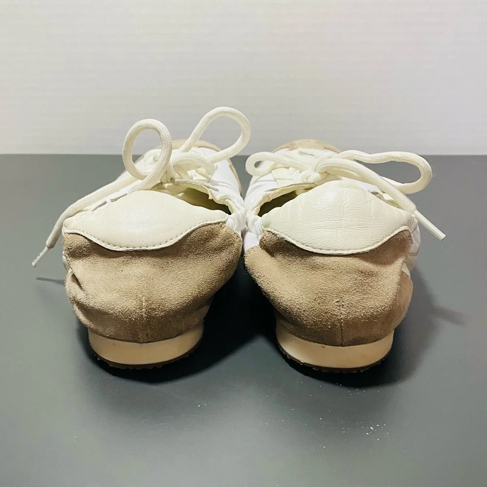 Tory Burch Cream and Tan Suede-Trim Sneakers